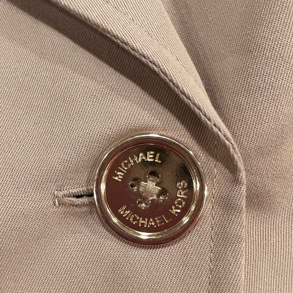 NWT Michael Kors Cropped Double- Breasted Cotton Trench Coat Khaki - Picture 8 of 9